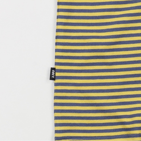 Obey ASOS Apex Striped‎ Tee with Small Logo in Yellow - Picture 9 of 13